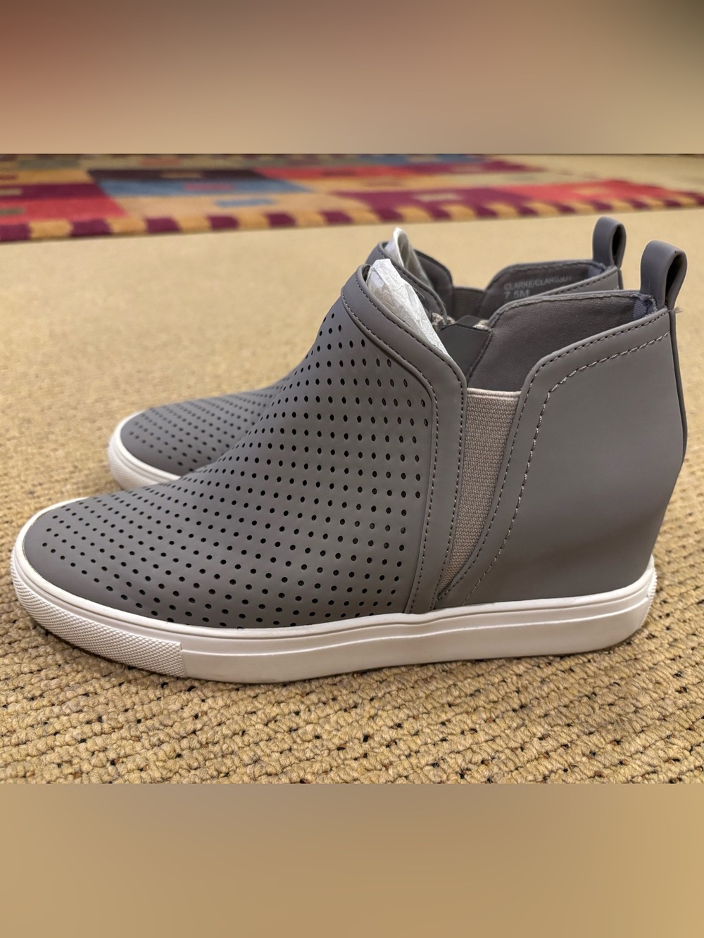 Steve Madden Women's Gray Perforated Slip-On Wedge Sneakers